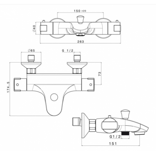 Mitigeur Bain/Douche thermostatique PRIME SF10151 Schéma