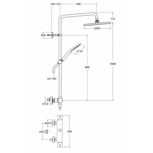 Colonne de douche PRIME thermostatique PE45851 Schéma