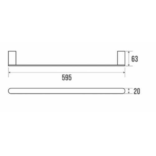 Porte-serviettes 1 barre fixe PURE laiton chromé** 300140 Schéma