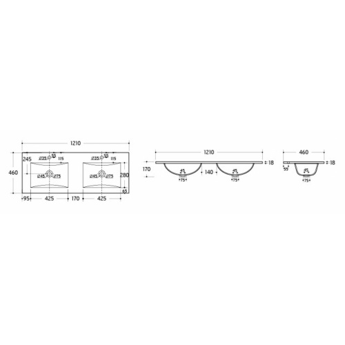 Meuble double vasque JUPITER 3.0 Bleu Canard 120cm - Sans miroir ED121