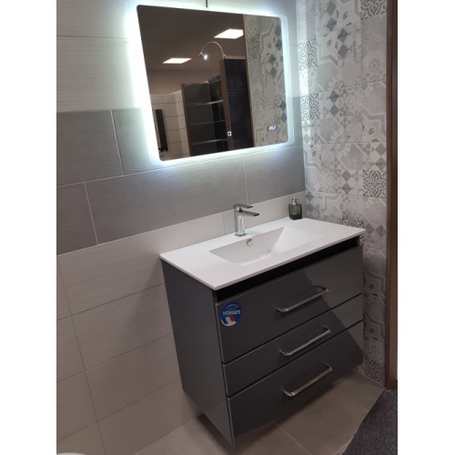 Meuble PRESTIGE 3 tiroirs 80cm - Gris brillant - SANS miroir 20210331_115837