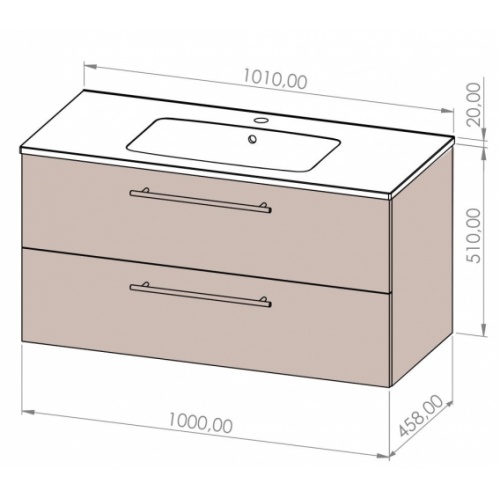 Meuble NEPTUNE Héritage Chêne 100C - Miroir LITE NEPTUNE 100 Centré