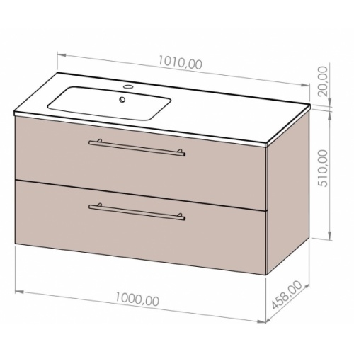 Meuble NEPTUNE Bois Clair 100cm - Vasque à Gauche - Miroir Slim NEPTUNE 100 Décalé