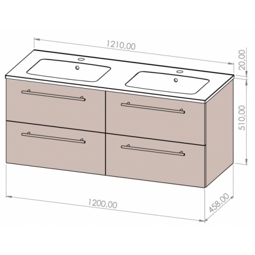 Meuble NEPTUNE Bois Clair 120 cm - Miroir Slim NEPTUNE 120