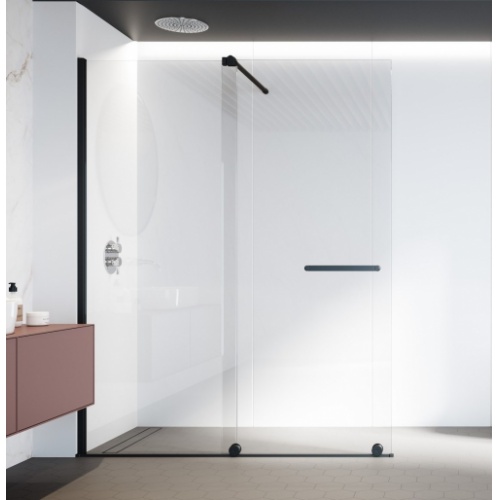 Paroi coulissante VANITY VY-250 - Noir - Transparent - Droite - 160cm