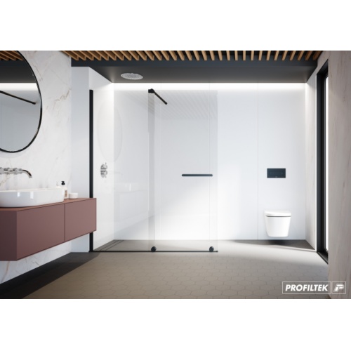 Paroi coulissante VANITY VY-250 - Noir - Transparent - Droite - 160cm VY-250-Negro-Transp-A