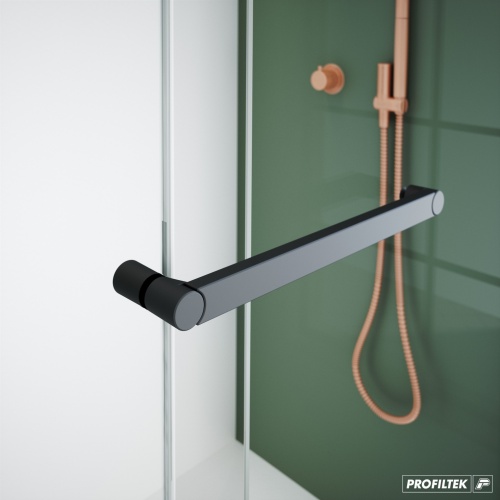 Paroi coulissante VANITY VY-250 - Noir - Transparent - Droite - 160cm detail-poignee-roma-noir-profiltek