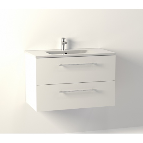 Meuble de salle de bain NEPTUNE Blanc 80 cm - Miroir LITE NewCascade-80-blanc