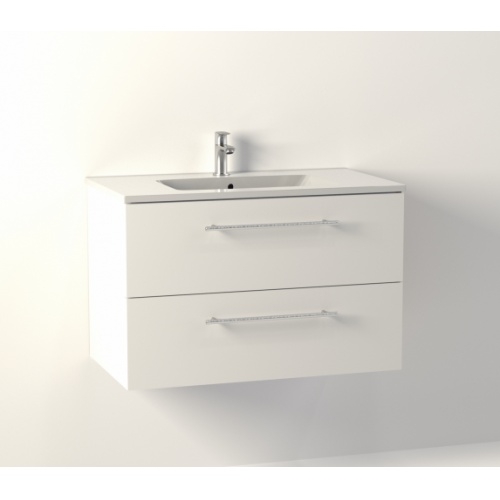 Meuble NEPTUNE Blanc 80 cm - Miroir Slim NewCascade-80-blanc