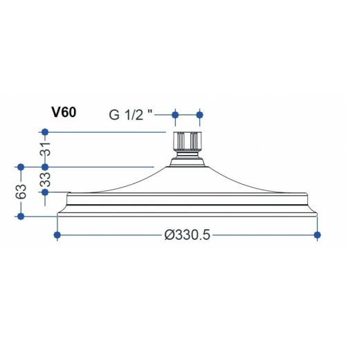 Colonne Thermostatique Rétro EDEN - Poignée Blanche - Douche de tête 330mm Douche de tête V60