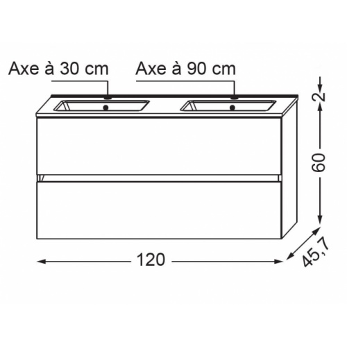 Meuble double vasque NOLITA Chêne Arlington 120cm - Sans miroir* SANICA 120 Schéma