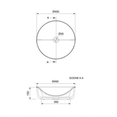 Vasque à poser ronde MIZU 45 avec couvercle 9001 Schéma