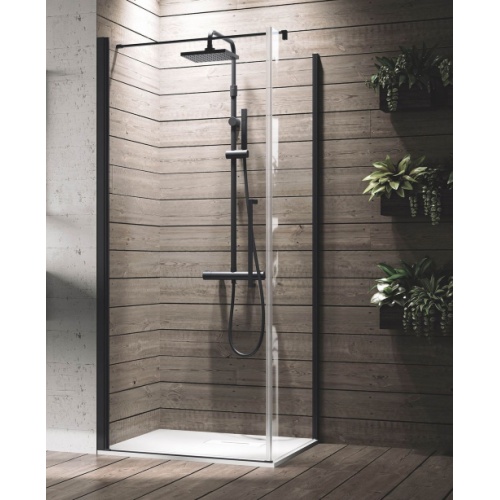 Porte de douche battante YOUNG G Noir - 80 cm