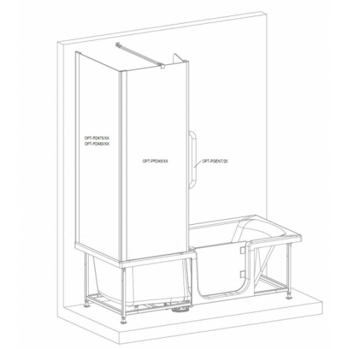 Retour d'angle transparent pour pare-bain DUO - 75 cm Retour pare bain DUO