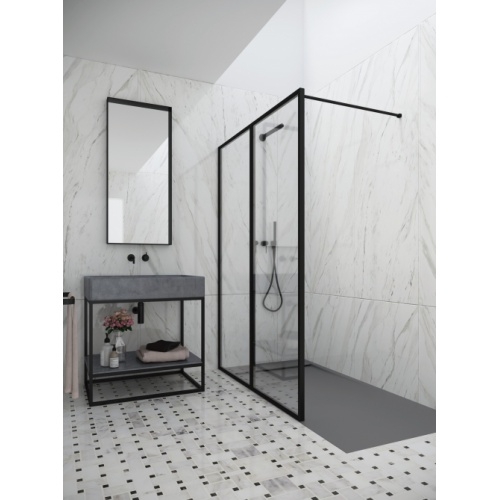 Paroi de douche NORDIC FN-2002 Noir - Verre Transparent - 90 cm