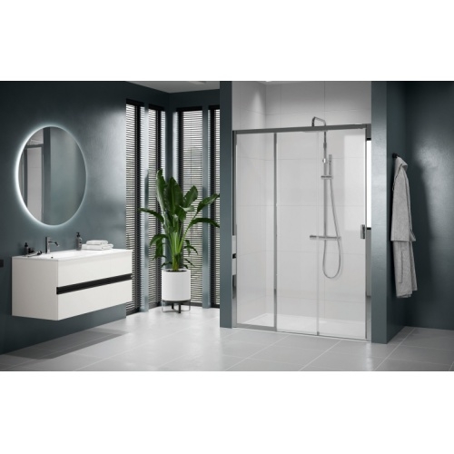 Paroi de douche 2 portes coulissantes + 1 fixe LUNES 2.0 3PH 80 cm - Transparent - Silver - Ouv. Gauche LUNES 2 0 3PH Gauche