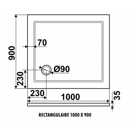 Receveur de douche Zamori 100x90 cm Receveur Z1168-100x90