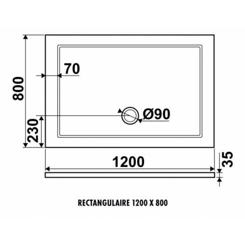 Receveur de douche Zamori 120x80cm Z1175 Schéma