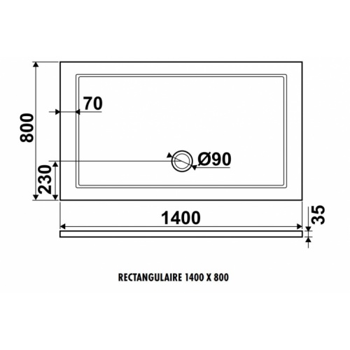Receveur de douche Zamori 140x80cm antidérapant Z1177 Schéma