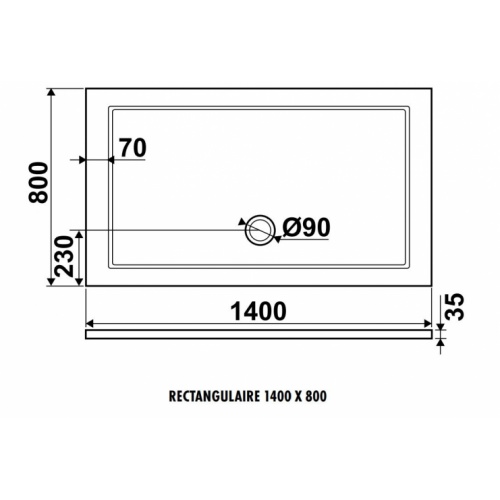 Receveur de douche Zamori 140x80cm Z1177 Schéma