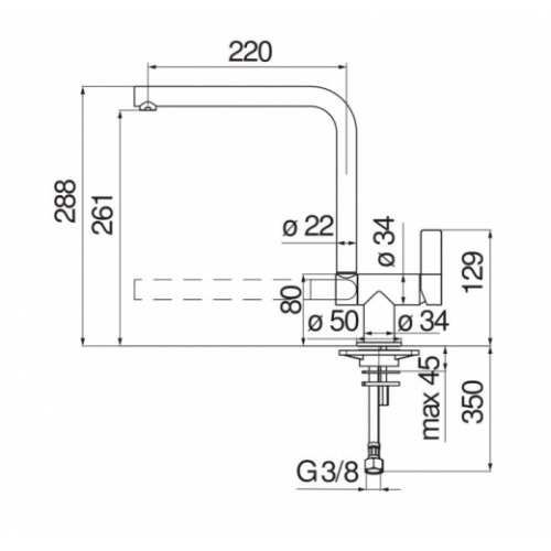 Mitigeur évier sous fenêtre FLAG - Bec basculant FL96114CR Schéma