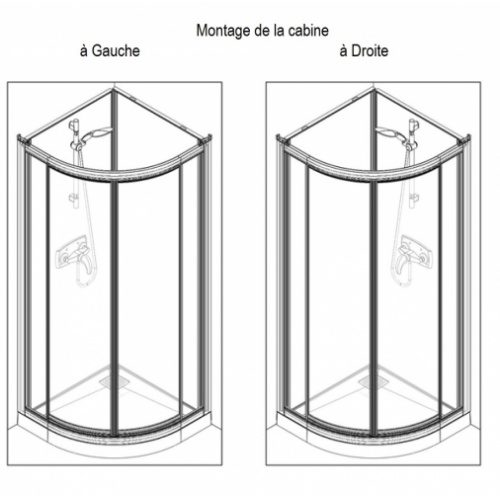 Cabine de douche Kineprime Glass (18 cm) - Coulissante - 1/4 de Rond 80cm KINEPRIME Reversible