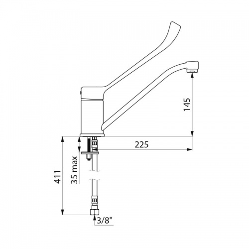 Mitigeur d'évier mécanique avec levier hygiène H145 cote_2210L