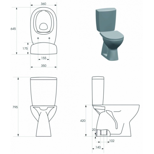 Pack WC au sol MYRA sans bride - Sortie Verticale Schéma Myra SV