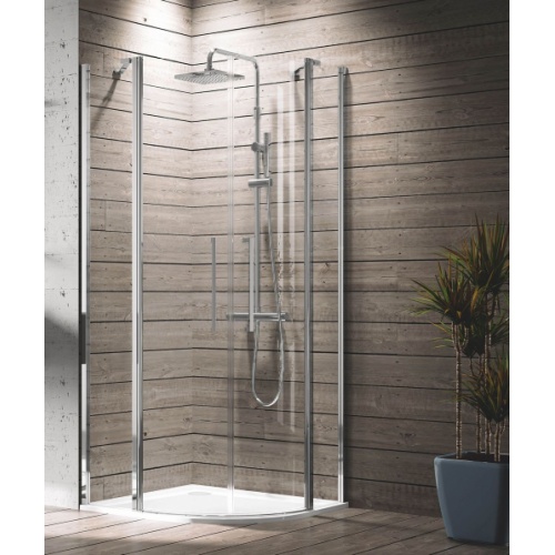 Paroi quart de cercle YOUNG R2 2 portes battantes et 2 fixes en alignement - Silver - 100x100cm