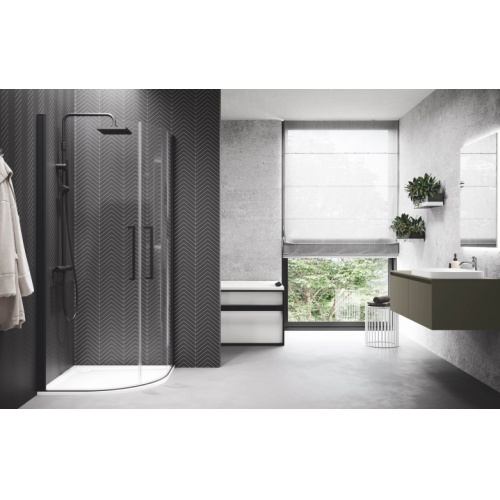 Paroi de douche 1/4 de rond YOUNG R2 LUX - Transparent - Noir - 90x90 cm YOUNG R2 LUX