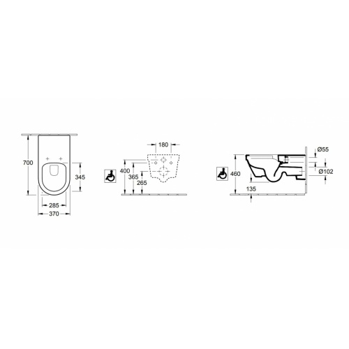 Cuvette WC rallongée VICARE sans bride 5649 Schéma