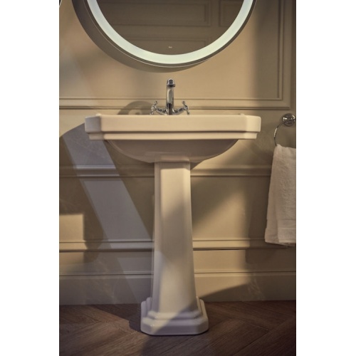 Vasque de lavabo rétro CARMEN 65cm Blanc brillant - 3 trous ROCA_Carmen_10531_