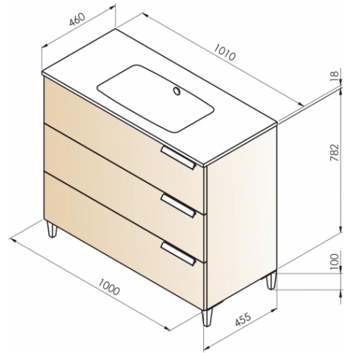 Meuble vasque INFINI 3T 100cm Pitaya avec miroir KATHY antibuée INFINI 100 3T