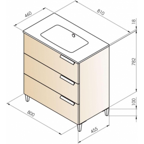 Meuble vasque INFINI 3T 80cm Pitaya - Fabriqué en France INFINI 3T 80