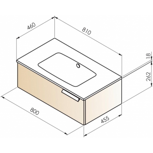 Ensemble meuble de salle de bains décalé INFINI 80cm Pitaya avec miroir KATHY INFINI 1T 80