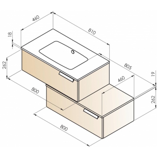 Ensemble meuble de salle de bains décalé INFINI 80cm Canelle INFINI Décalé 80