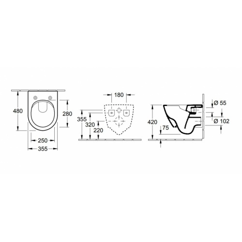 Cuvette sans bride Compact SUBWAY 2.0 R606R0 schéma