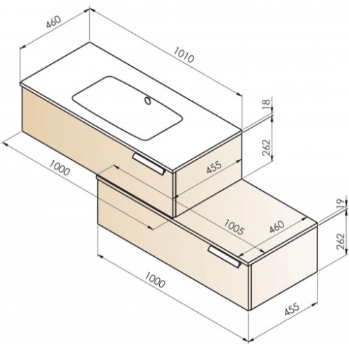 Ensemble meuble de salle de bains décalé INFINI 100cm Pitaya Infini 100 Décalé Schéma