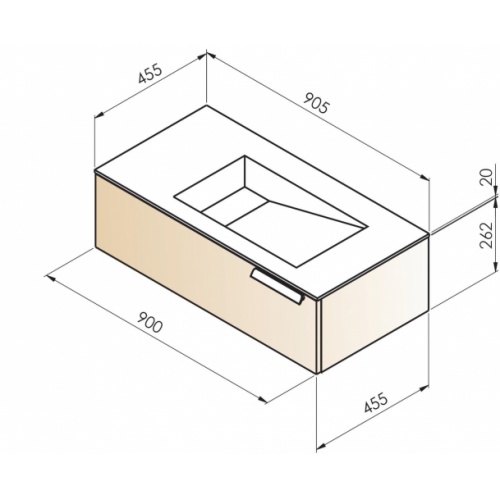 Ensemble meuble de salle de bains décalé INFINI 90cm Canelle INFINI 90 1T