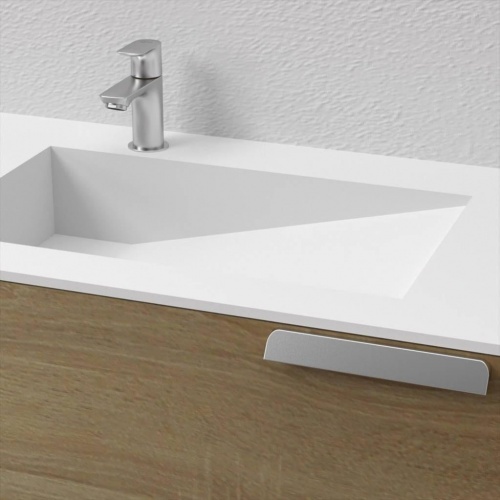 Ensemble meuble de salle de bains décalé INFINI 90cm Canelle avec miroir KATHY Plan INFINI 90 Canelle