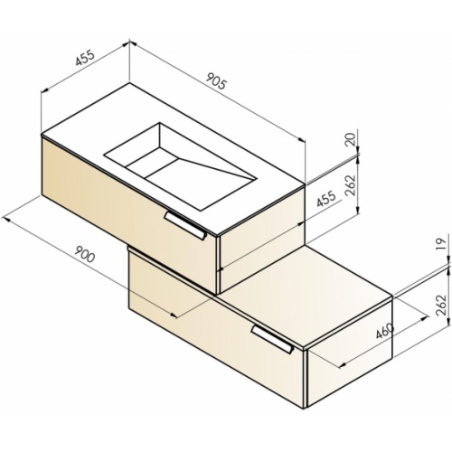 Ensemble meuble de salle de bains décalé INFINI 90cm Canelle INFINI 90 Décalé