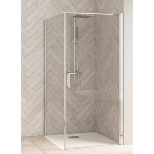 Paroi simple pivotante SOLO P Chromé - Transparent - 85cm