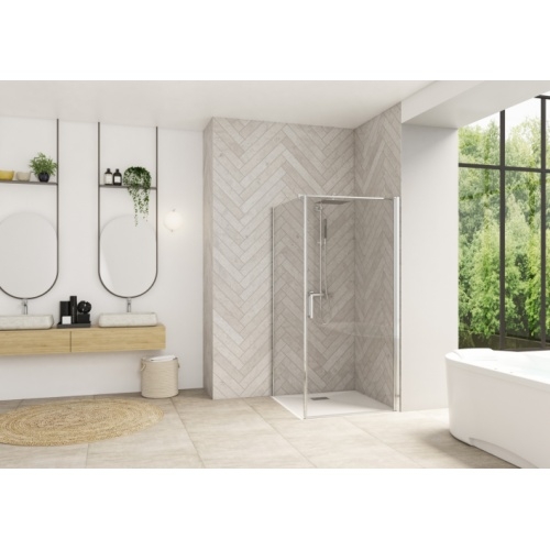 Paroi simple pivotante SOLO P Chromé - Transparent - 85cm Smart_Design_ss_P+F_CTN
