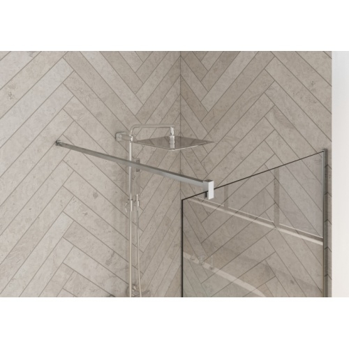 Paroi simple pivotante SOLO P Chromé - Transparent - 85cm Zoom barre droite