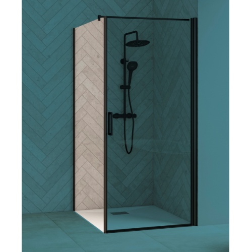 Paroi retour latérale fixe SMART DESIGN F - Noir - Transparent - 100cm