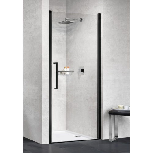 Paroi 1 porte pivotante YOUNG 1B Noir - Transparent - 85cm