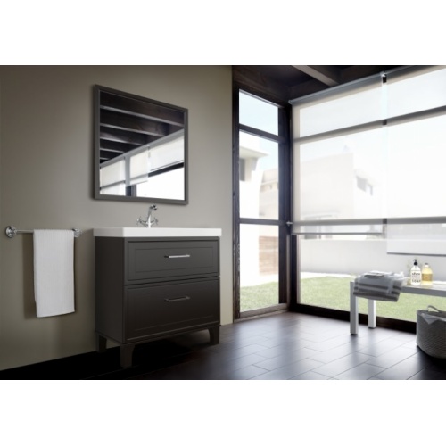 Meuble de salle de bain ROMEA Gris Mat Foncé avec Miroir - 100cm A851591417