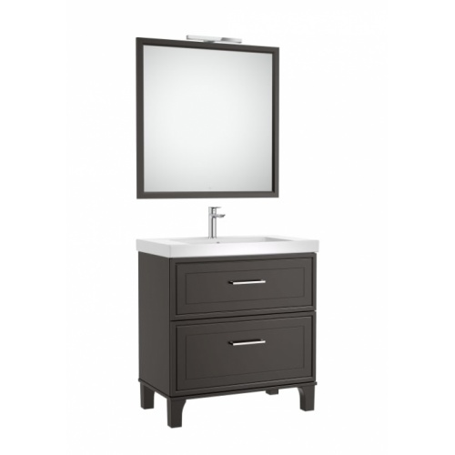 Meuble de salle de bain ROMEA Gris Mat Foncé avec Miroir - 80 cm 