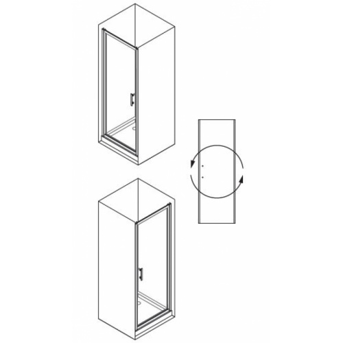 Porte de douche pivotante ZEPHYROS 2.0 G Noir Mat - Transparent - 100cm Reversible