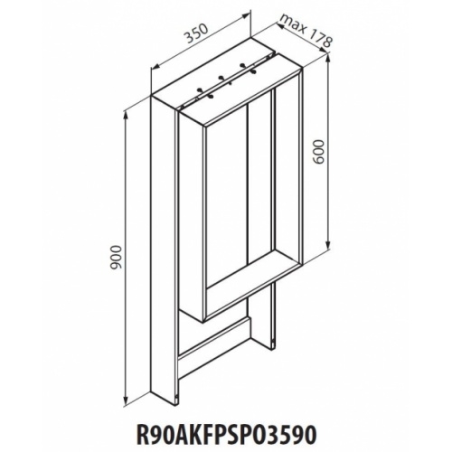 Étagère et porte-serviette FRAME pour paroi de douche - BlancMat R90AKFPSP03590 Schéma